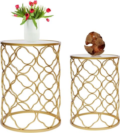 Elevate Your Living Space with White and Gold Nesting Tables